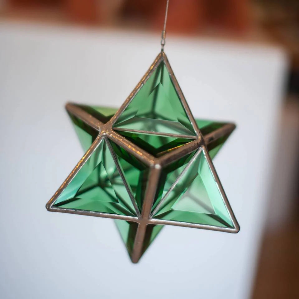 Merkaba Glass Sculpture | Star Tetrahedron of Light (8")