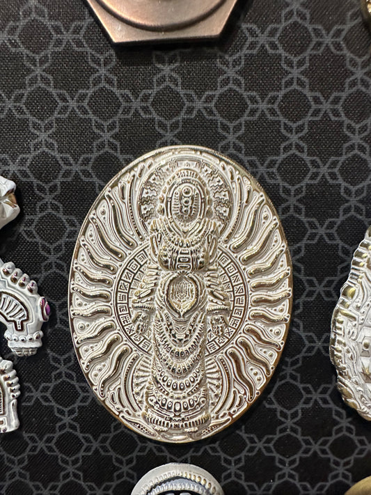 Solar Sage pin by Ben Ridgway LE 50/60 Gold w/ White Patina