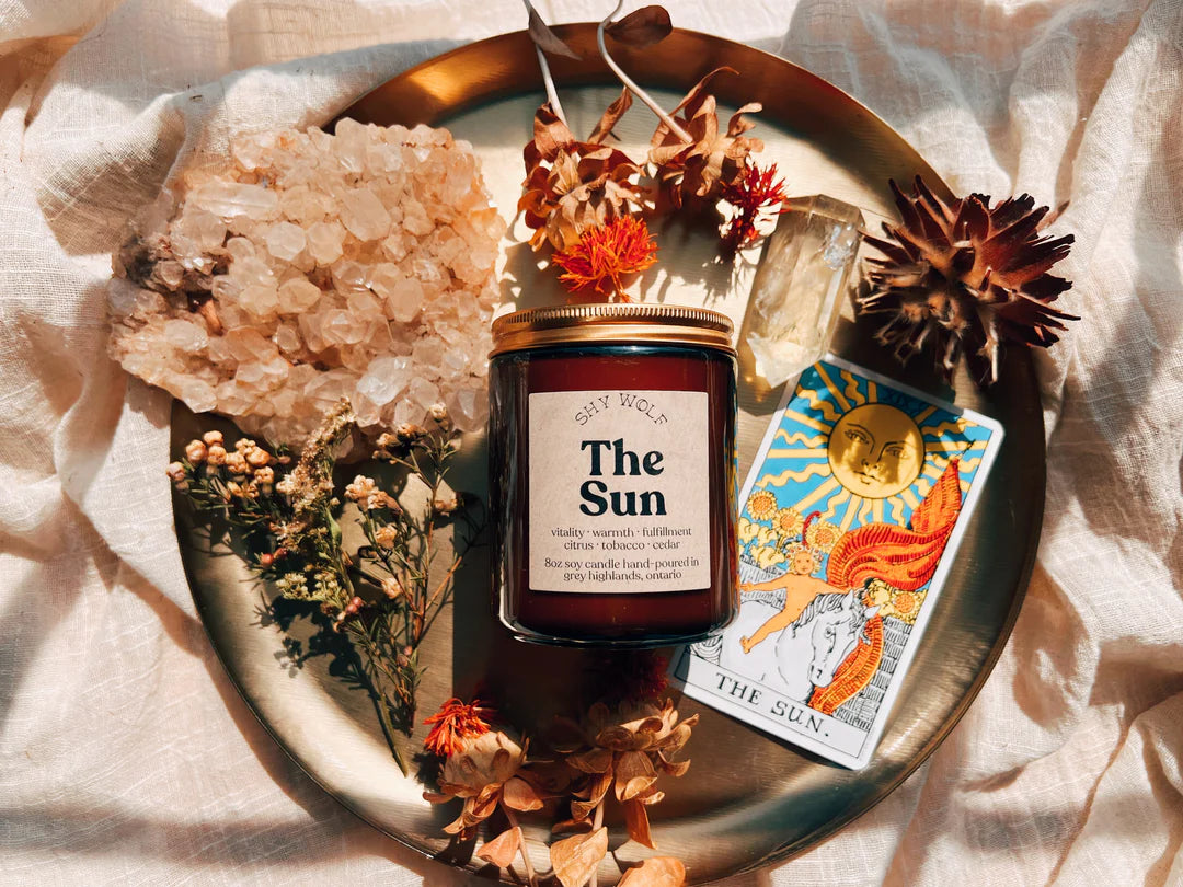The Sun Tarot Inspired Soy Candle | Citrus, Tobacco & Cedar