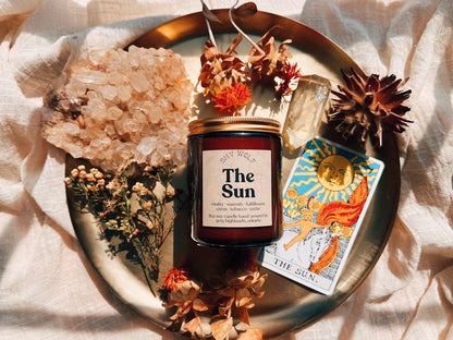 The Sun Tarot Inspired Soy Candle | Citrus, Tobacco & Cedar