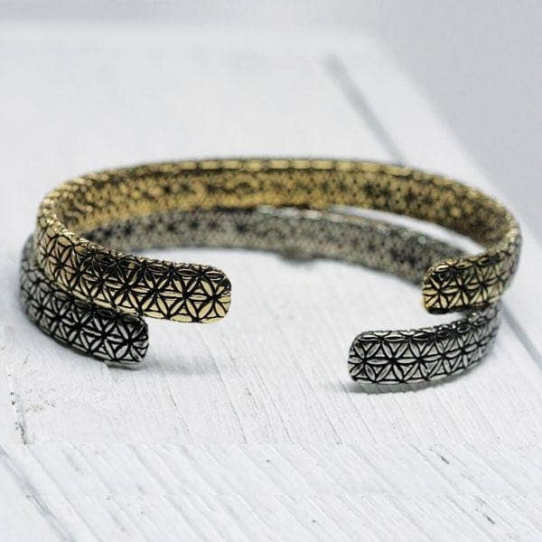 Flower of Life Cuff | Brass or Indian Silver | Bahgsu Jewels