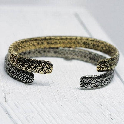 Flower of Life Cuff | Brass or Indian Silver | Bahgsu Jewels