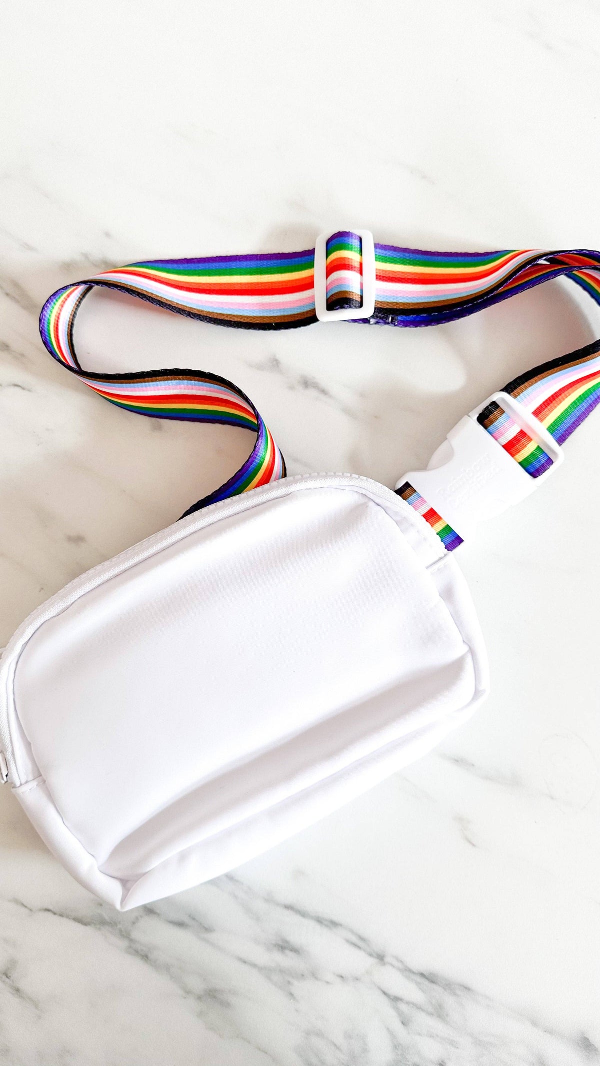White Rainbow Belt Bag | Pride, Movement & Everyday Utility