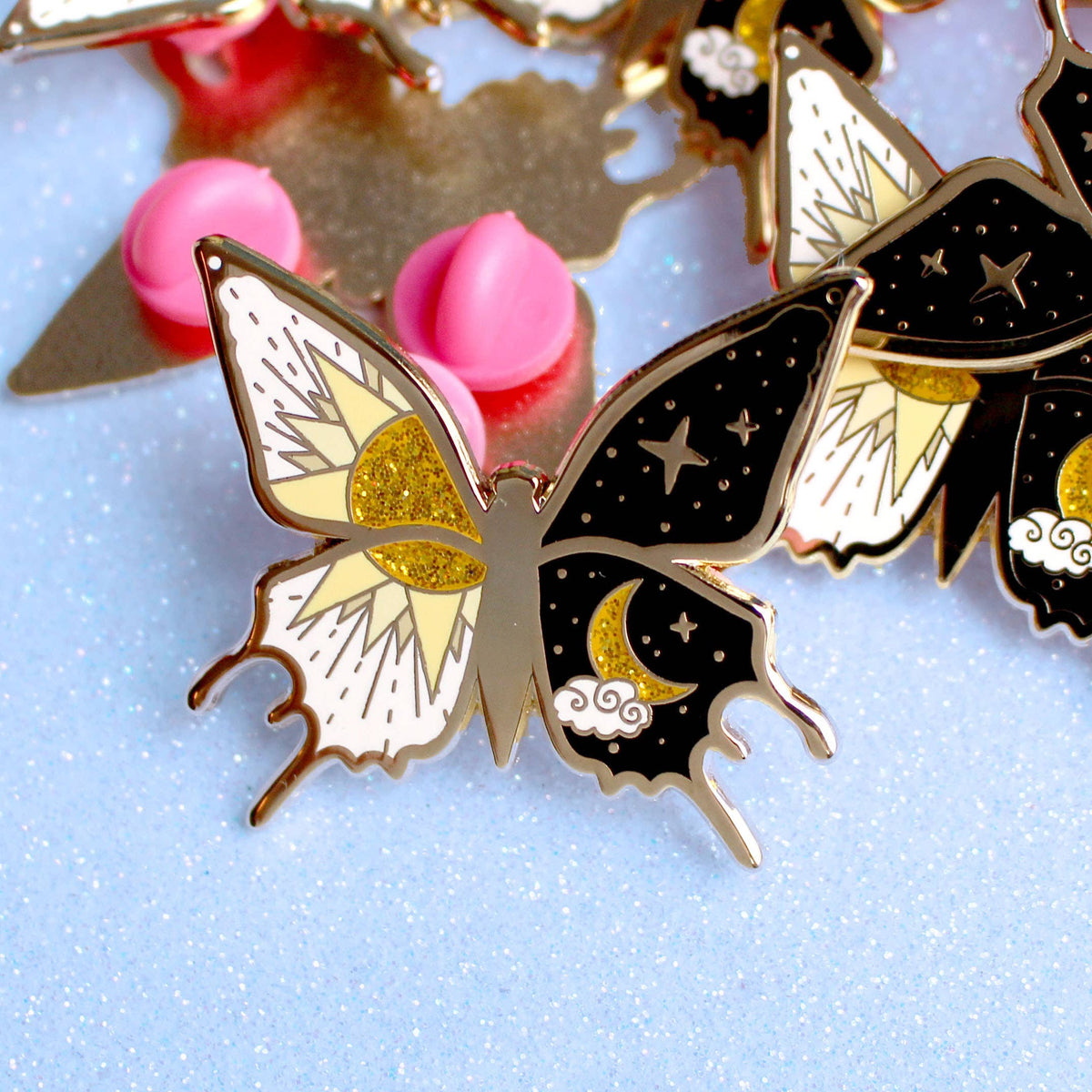 Sun & Moon Butterfly Enamel Pin | Celestial Butterfly Pin