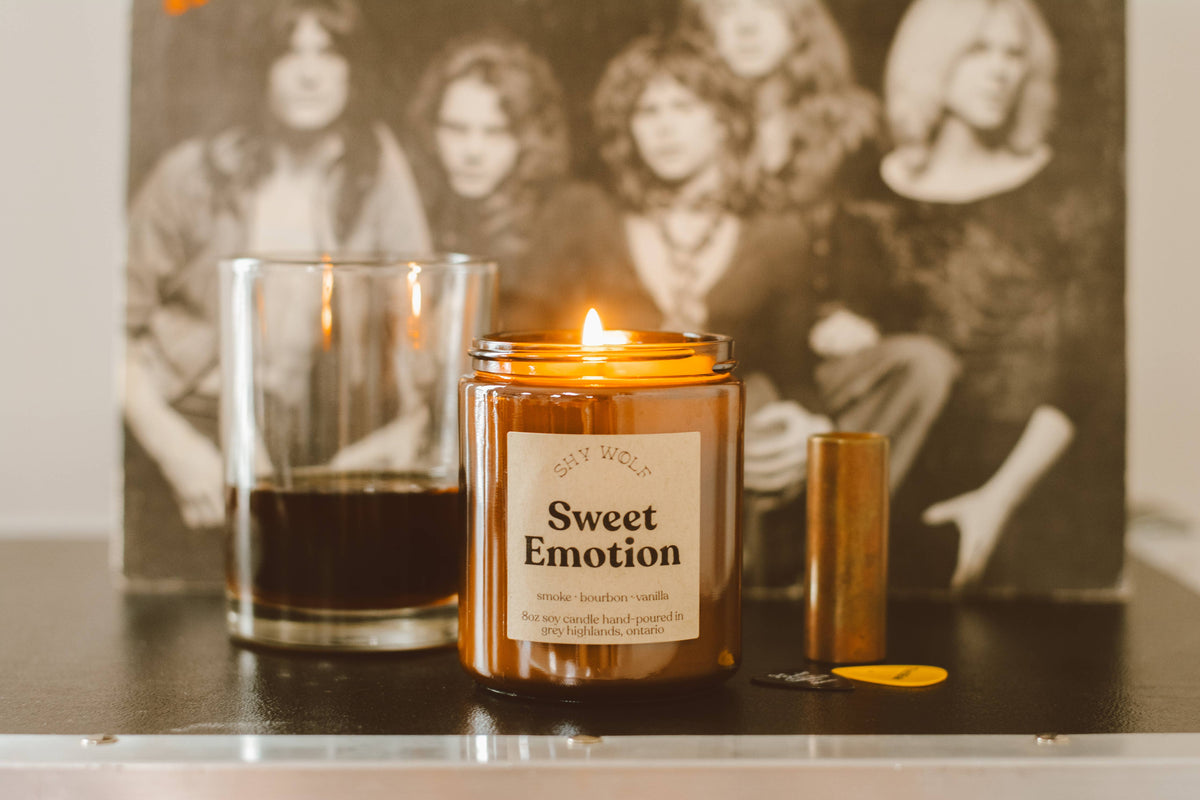 Sweet Emotion Music Inspired Soy Candle | Vanilla, Bourbon & Smoke