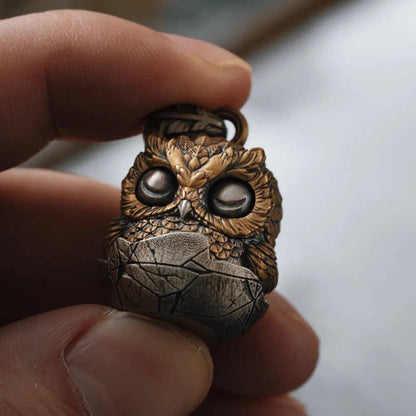 Owl Fidget Pendant Keyring| Brass & White Bronze | Coppertist.Wu