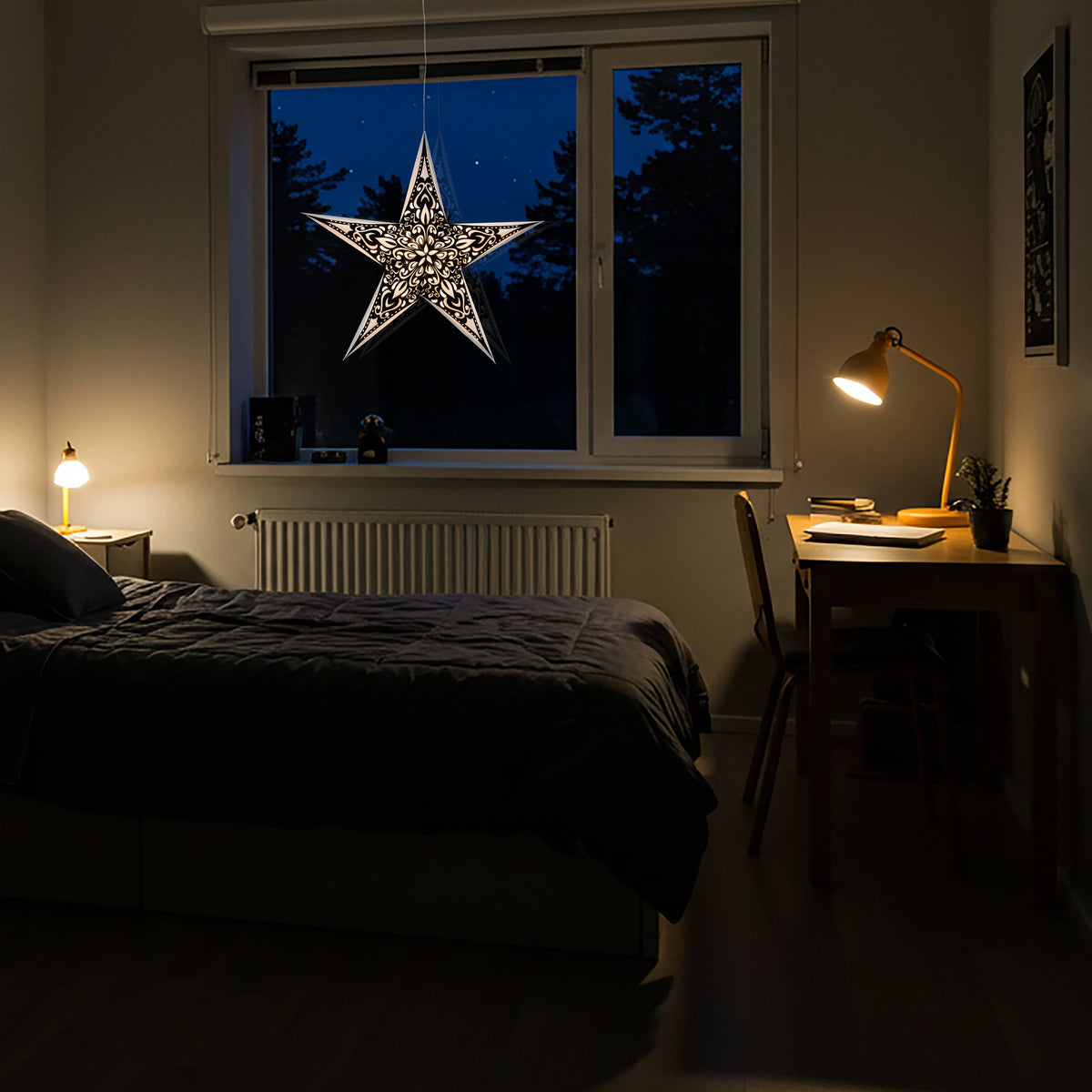 Narna | 5 Point 24"  Cream/Black Velvet | Paper Star Light