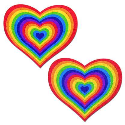 Velvet Rainbow Heart Pasties | Festival Body Embellishment