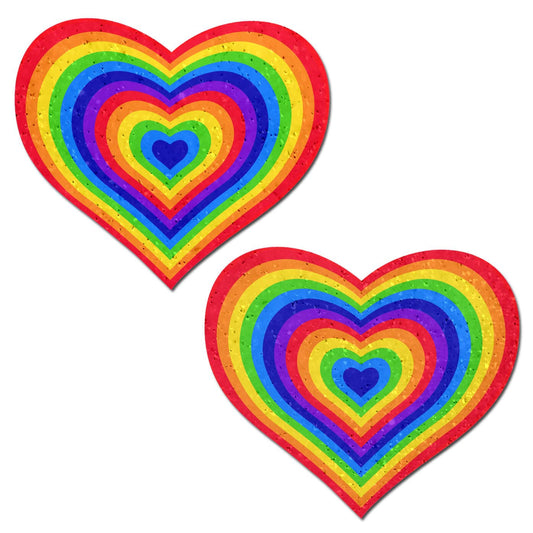 Velvet Rainbow Heart Pasties | Festival Body Embellishment