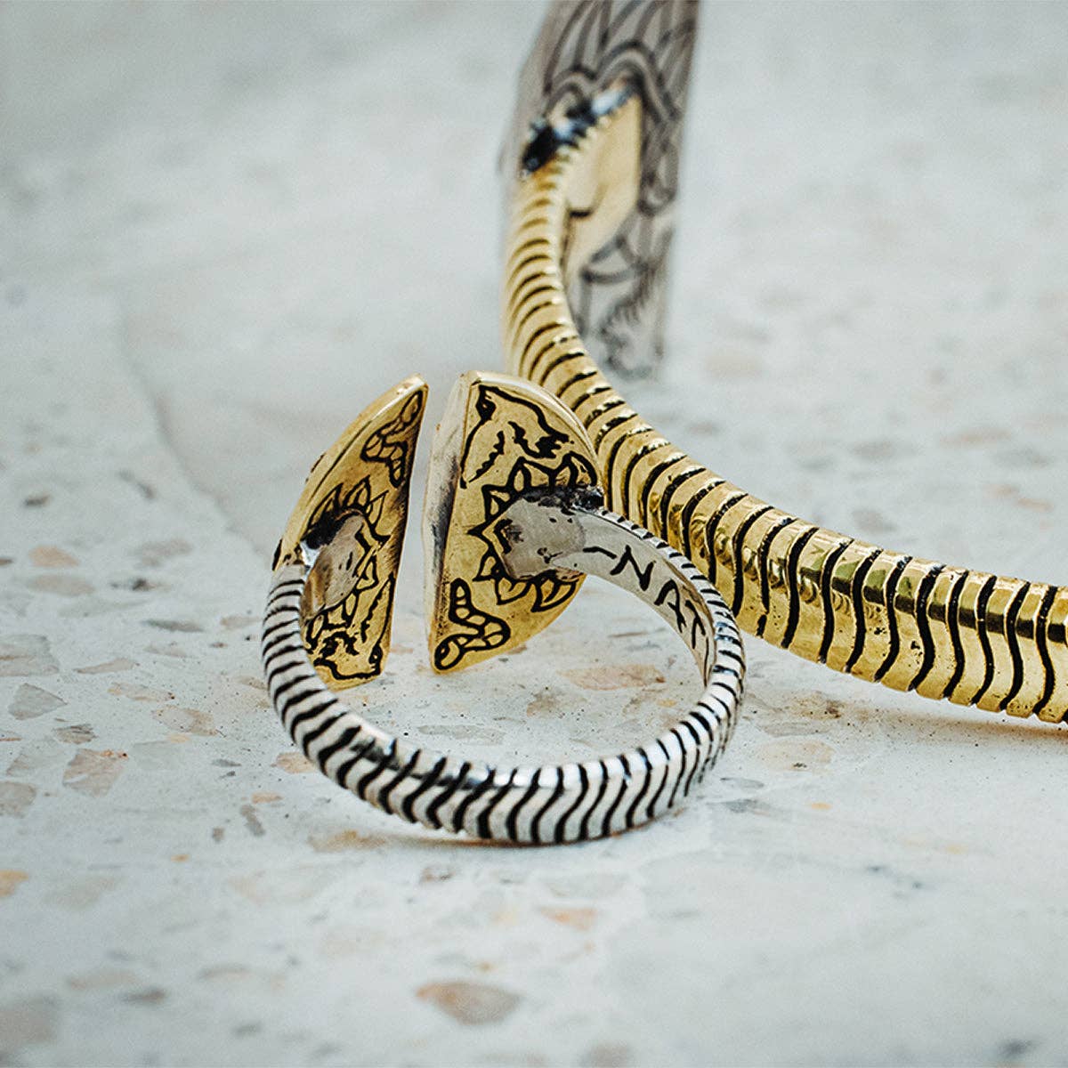 Natural Mystic Ring | Moonstone, Sterling Silver with Brass | Bahgsu Jewels