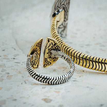 Natural Mystic Ring | Moonstone, Sterling Silver with Brass | Bahgsu Jewels