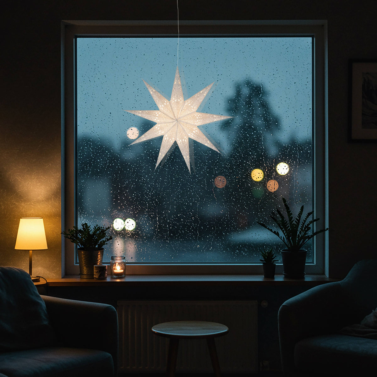 Hrim | 9 Point 25" White w/ Glitter | Paper Star Light