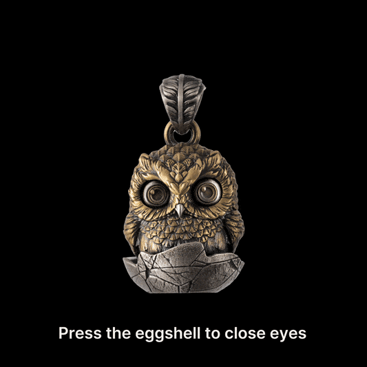 Owl Fidget Pendant Keyring| Brass & White Bronze | Coppertist.Wu