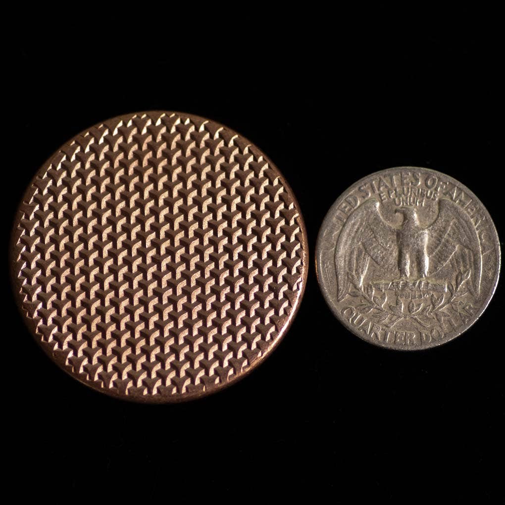 Textured Worry Stone - Raw Copper - Geometric Pattern Copper