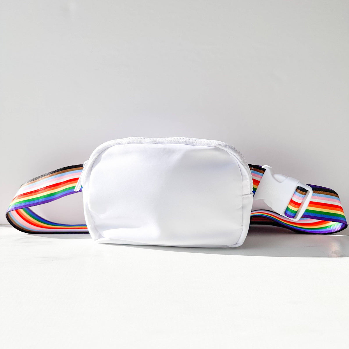 White Rainbow Belt Bag | Pride, Movement & Everyday Utility