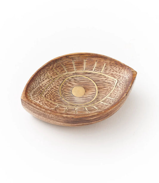 Drishti Evil Eye Tray | Hand-Carved Mango Wood Catchall
