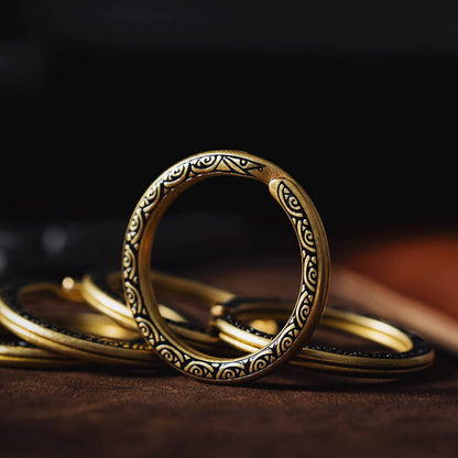 Ouroboros Key Ring | Brass with Enamel Accents | Coppertist.Wu