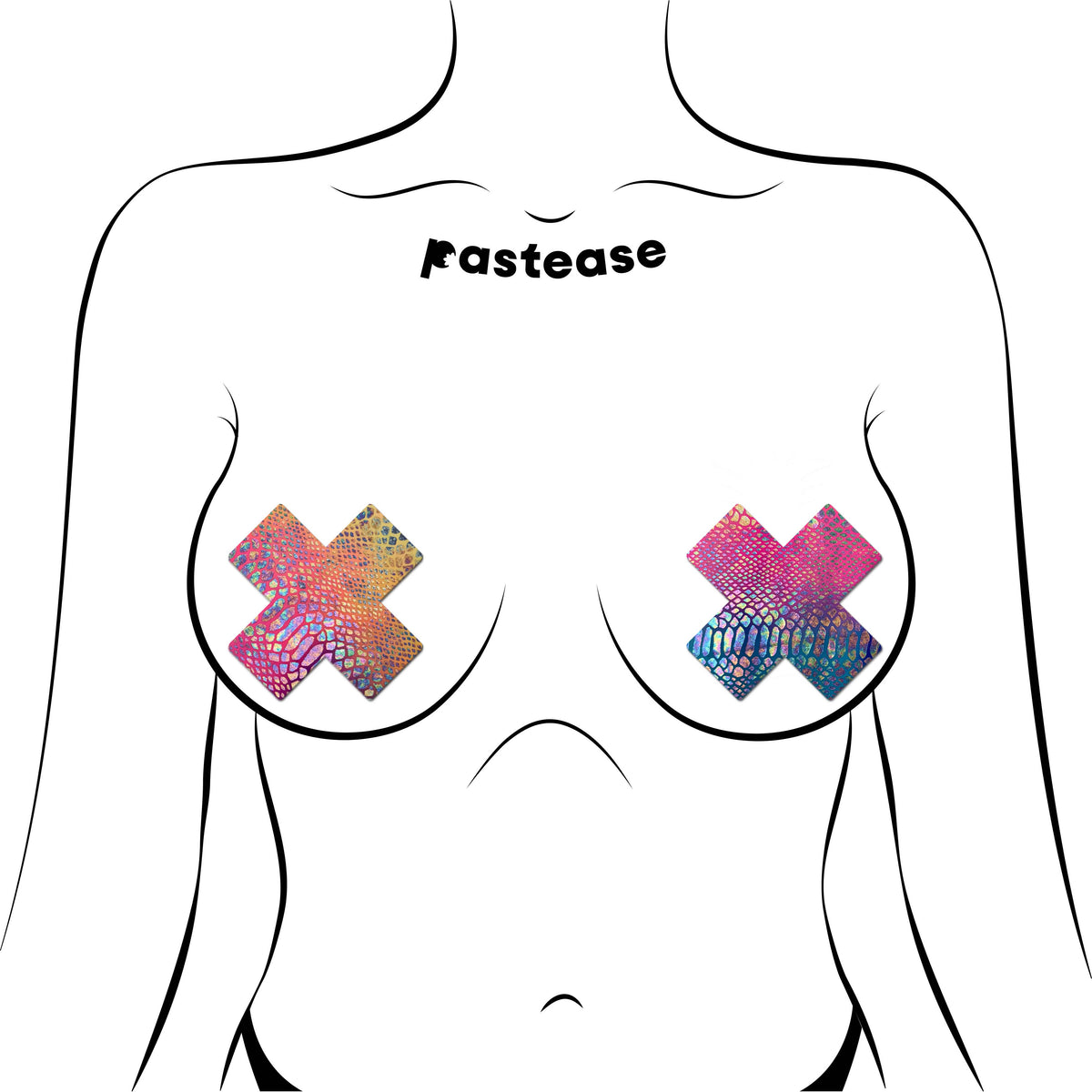 Neon Rainbow Snake Print X Pasties | Festival Body Embellishment