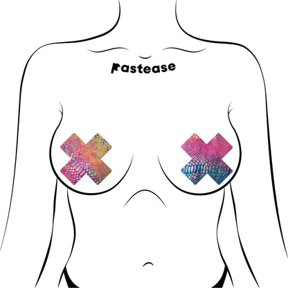 Neon Rainbow Snake Print X Pasties | Festival Body Embellishment