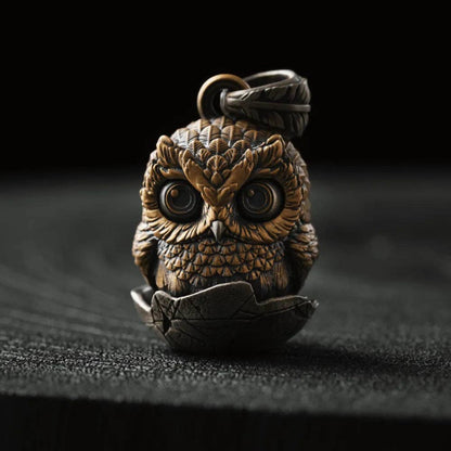 Owl Fidget Pendant Keyring| Brass & White Bronze | Coppertist.Wu