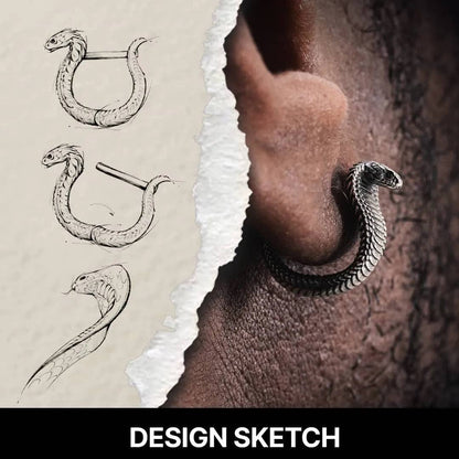 Cobra Huggie Earrings | Oxidized Sterling Silver & Zircon | Coppertist.Wu