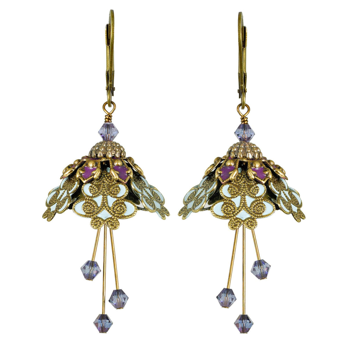Spellbinder Flower Fairy Earrings | Hand-Painted Brass & Swarovski Crystal