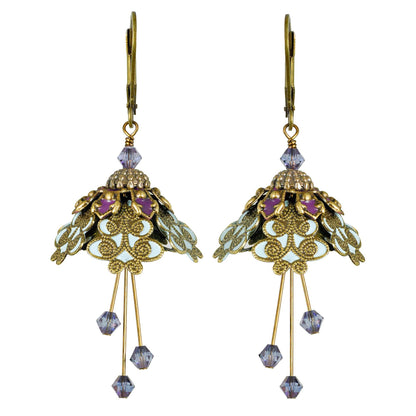 Spellbinder Flower Fairy Earrings | Hand-Painted Brass & Swarovski Crystal