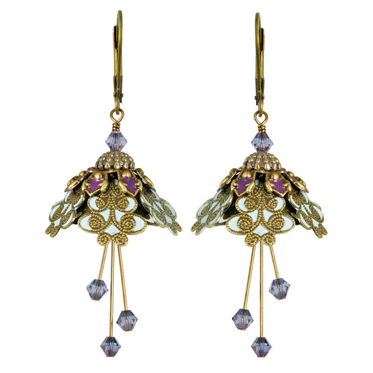 Spellbinder Flower Fairy Earrings | Hand-Painted Brass & Swarovski Crystal