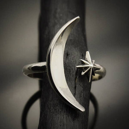 Moon & Star Ring | Recycled Sterling Silver