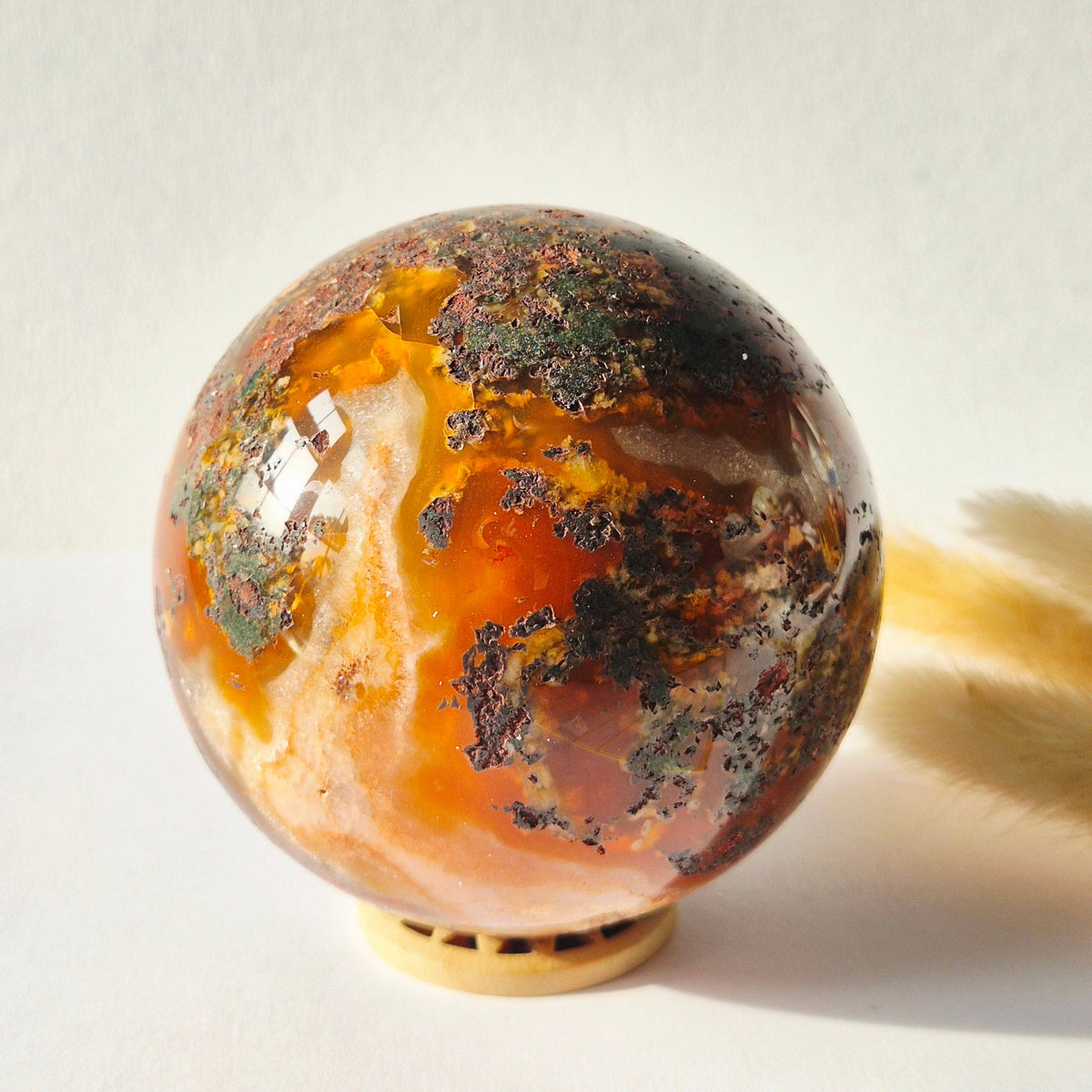 Red Moss Agate Druzy Gemstone Sphere 3" | 542 g
