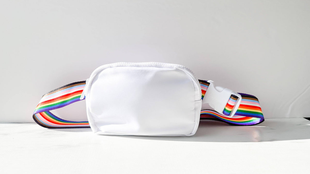 White Rainbow Belt Bag | Pride, Movement & Everyday Utility