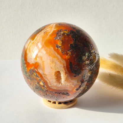 Red Moss Agate Druzy Gemstone Sphere 3" | 542 g
