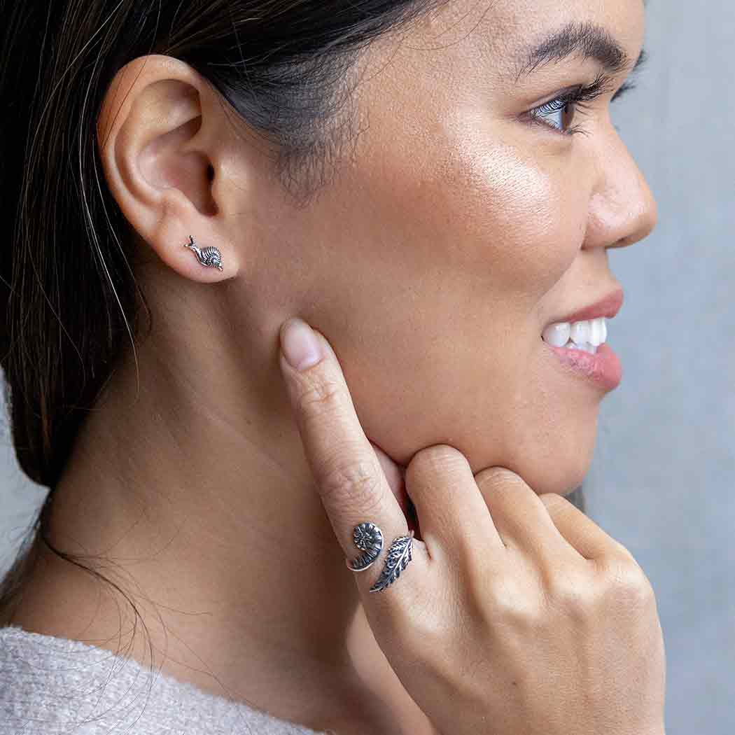 Tiny Snail Post Earrings | Sterling Silver or Golden Bronze