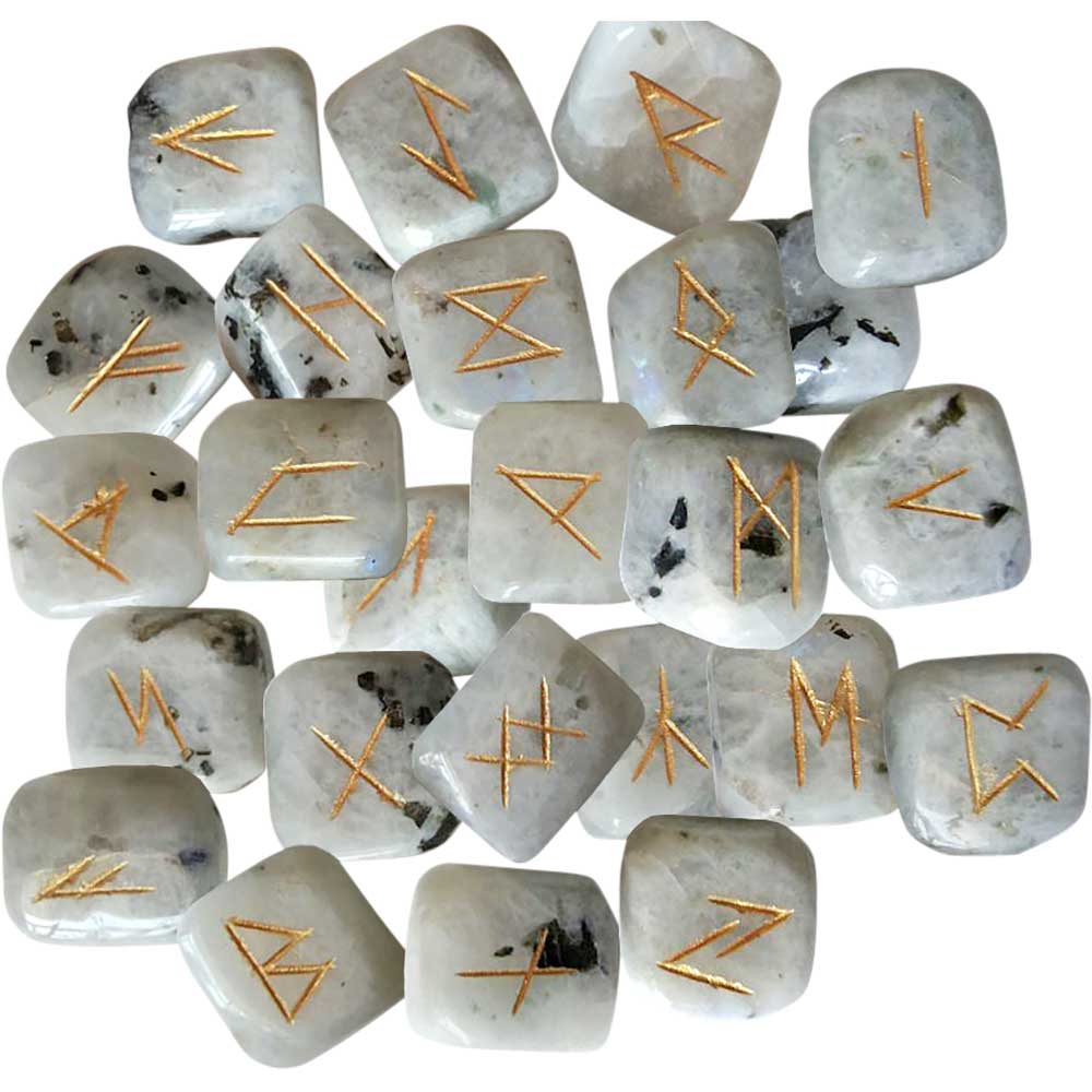 Rainbow Moonstone Rune Set | Elder Futhark Runes
