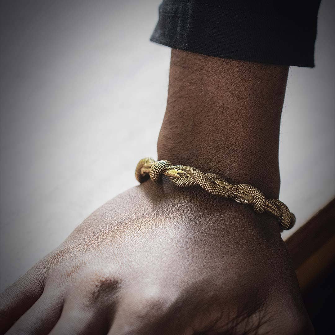 Snake Cuff | Brass with Sterling Silver & Zircon | Coppertist.Wu