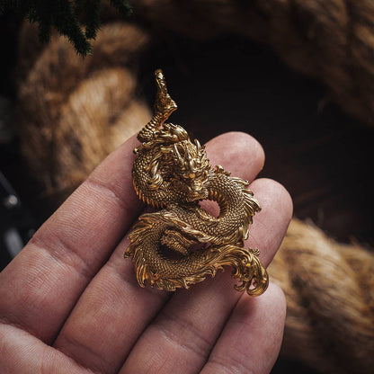 Oriental Dragon Pendant | Solid Brass | Coppertist.Wu