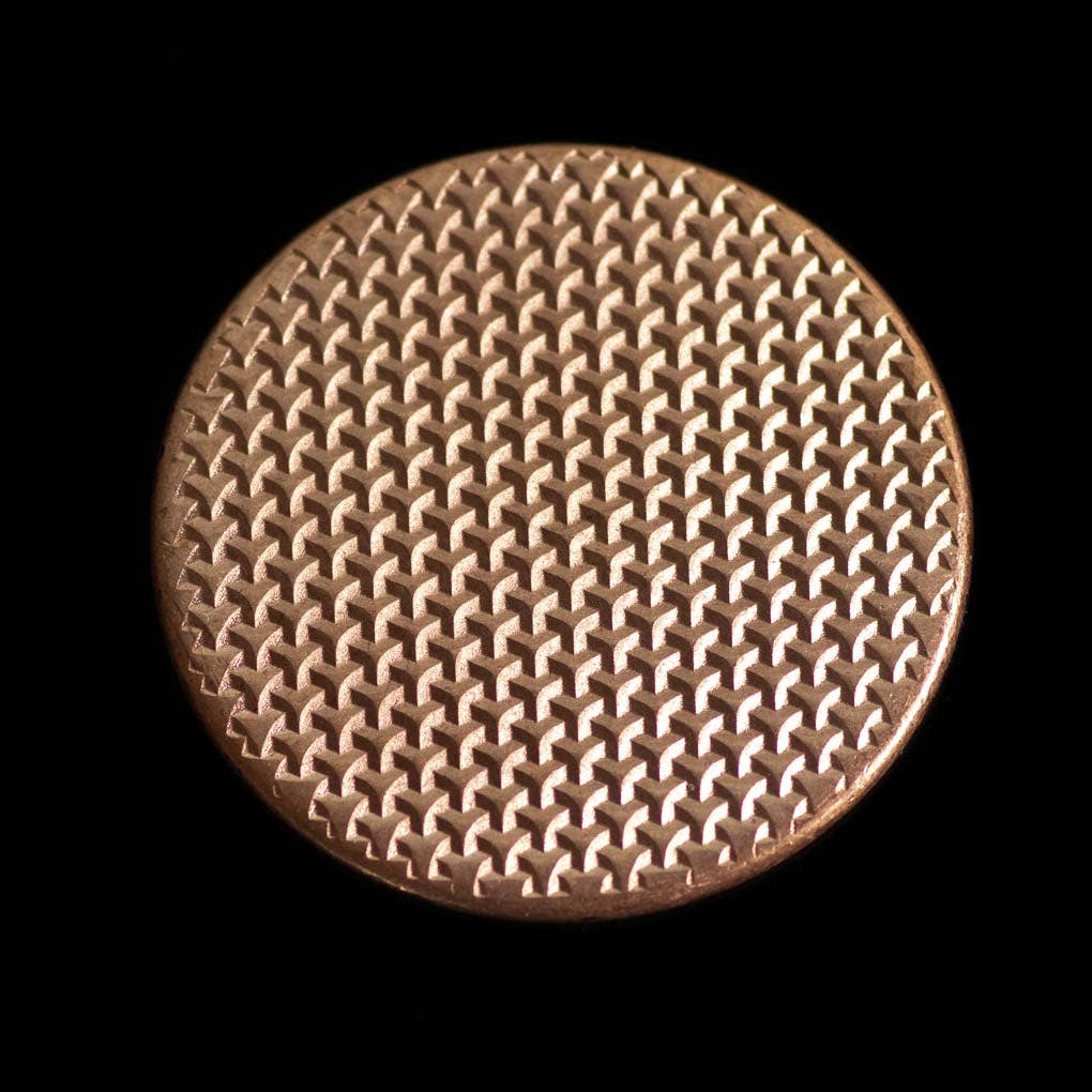 Textured Worry Stone - Raw Copper - Geometric Pattern Copper