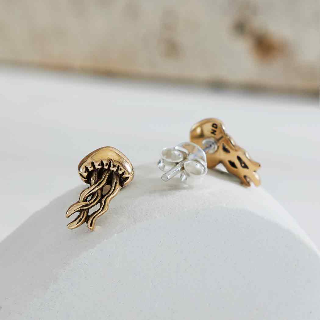 Jellyfish Post Earrings | Sterling Silver or Golden Bronze