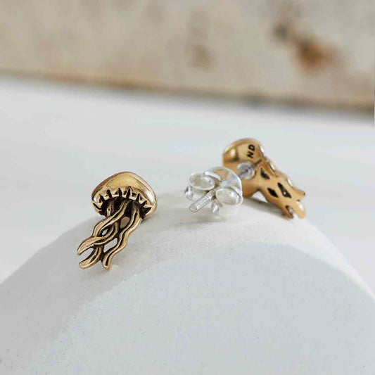 Jellyfish Post Earrings | Sterling Silver or Golden Bronze