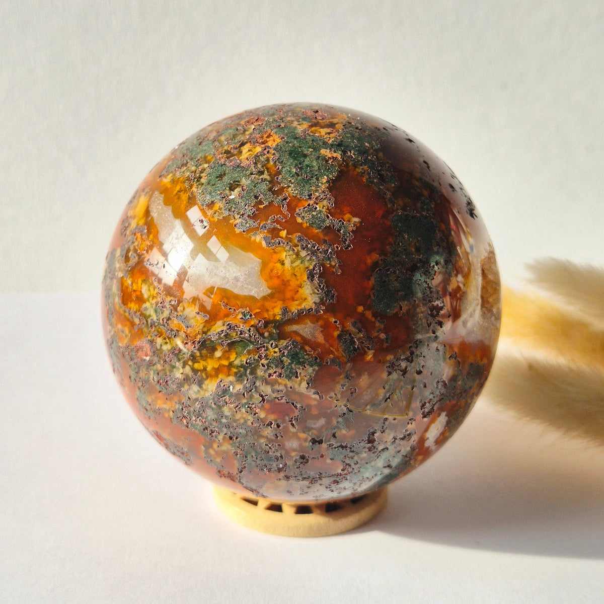 Red Moss Agate Druzy Gemstone Sphere 3" | 542 g