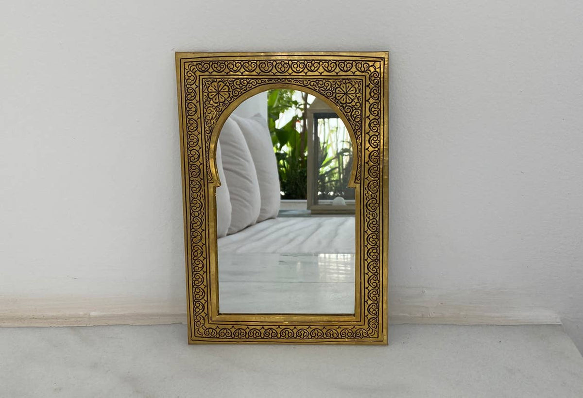Moroccan Brass Mirror | Hand Embossed Decorative Mirror