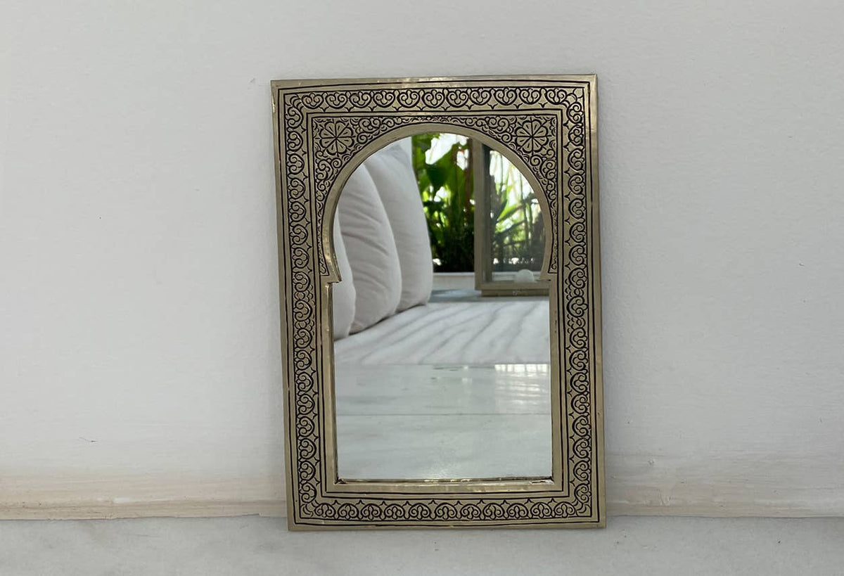 Moroccan Brass Mirror | Hand Embossed Decorative Mirror
