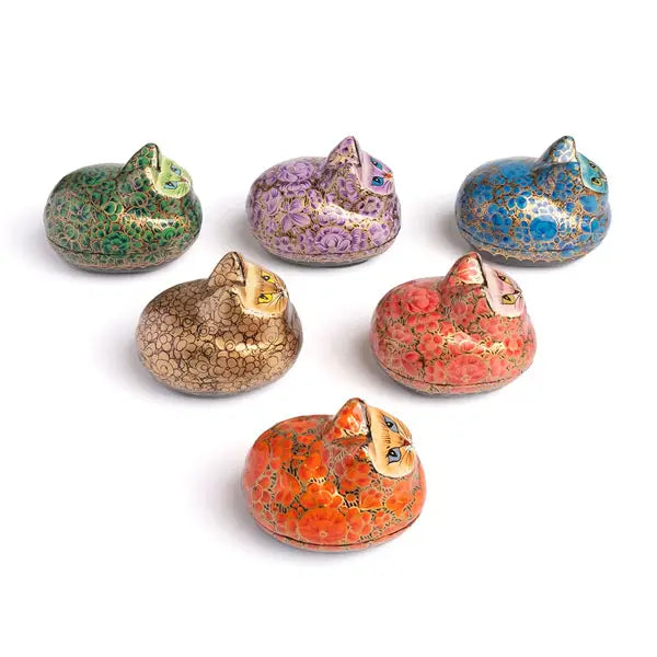 Paradise Cats Trinket Box | Hand-Painted Paper Mache Box