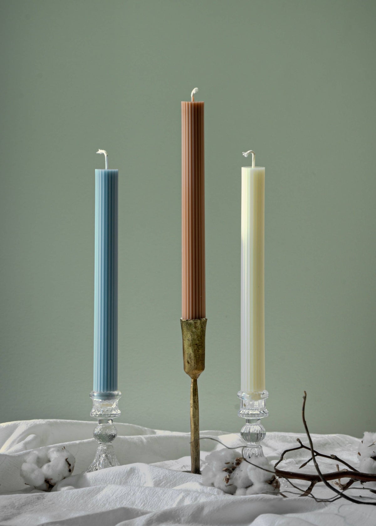 Ribbed Taper Candle | Beeswax & Soy Blend
