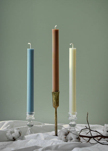 Ribbed Taper Candle | Beeswax & Soy Blend