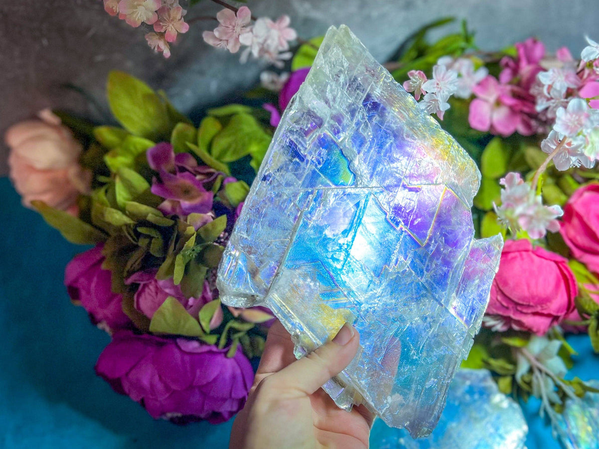 Raw Aura Selenite from USA | Iridescent Cleansing Crystal