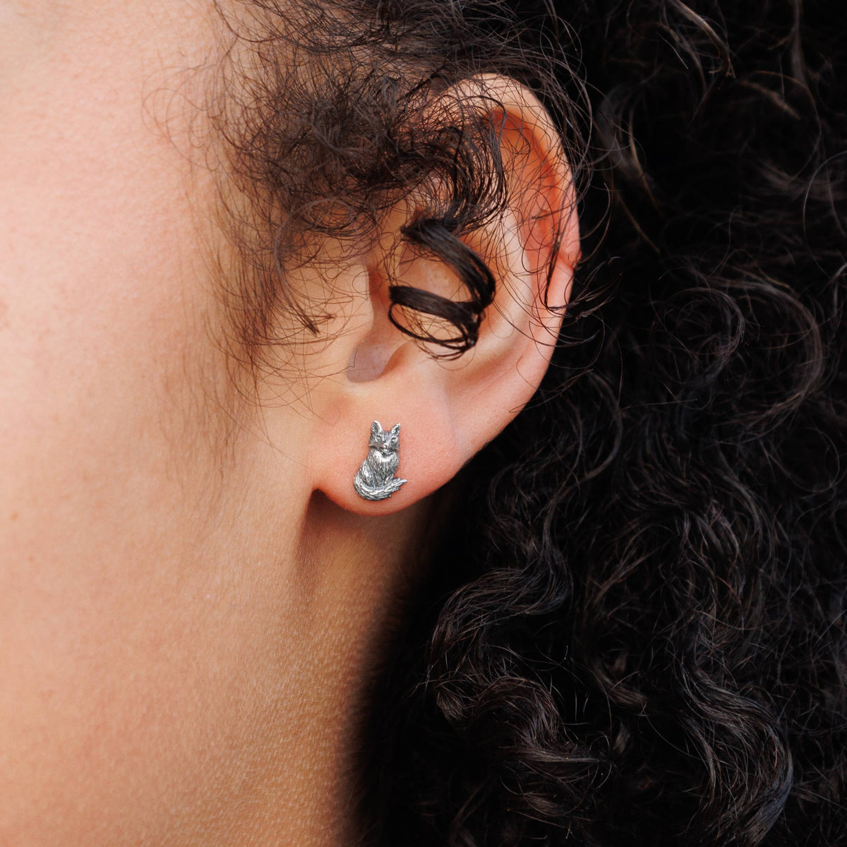 Sitting Fox Earrings | Sterling Silver