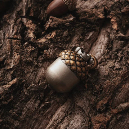 Acorn Capsule Pendant | Brass & White Bronze | Coppertist.Wu