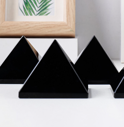 Black Obsidian Pyramid | Sacred Geometry Protection Stone