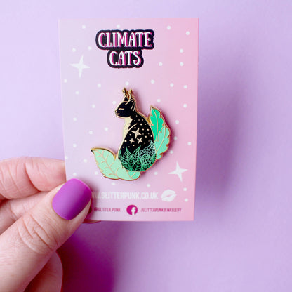 Earth Cat Enamel Pin | Elemental Cat Hard Enamel Pin